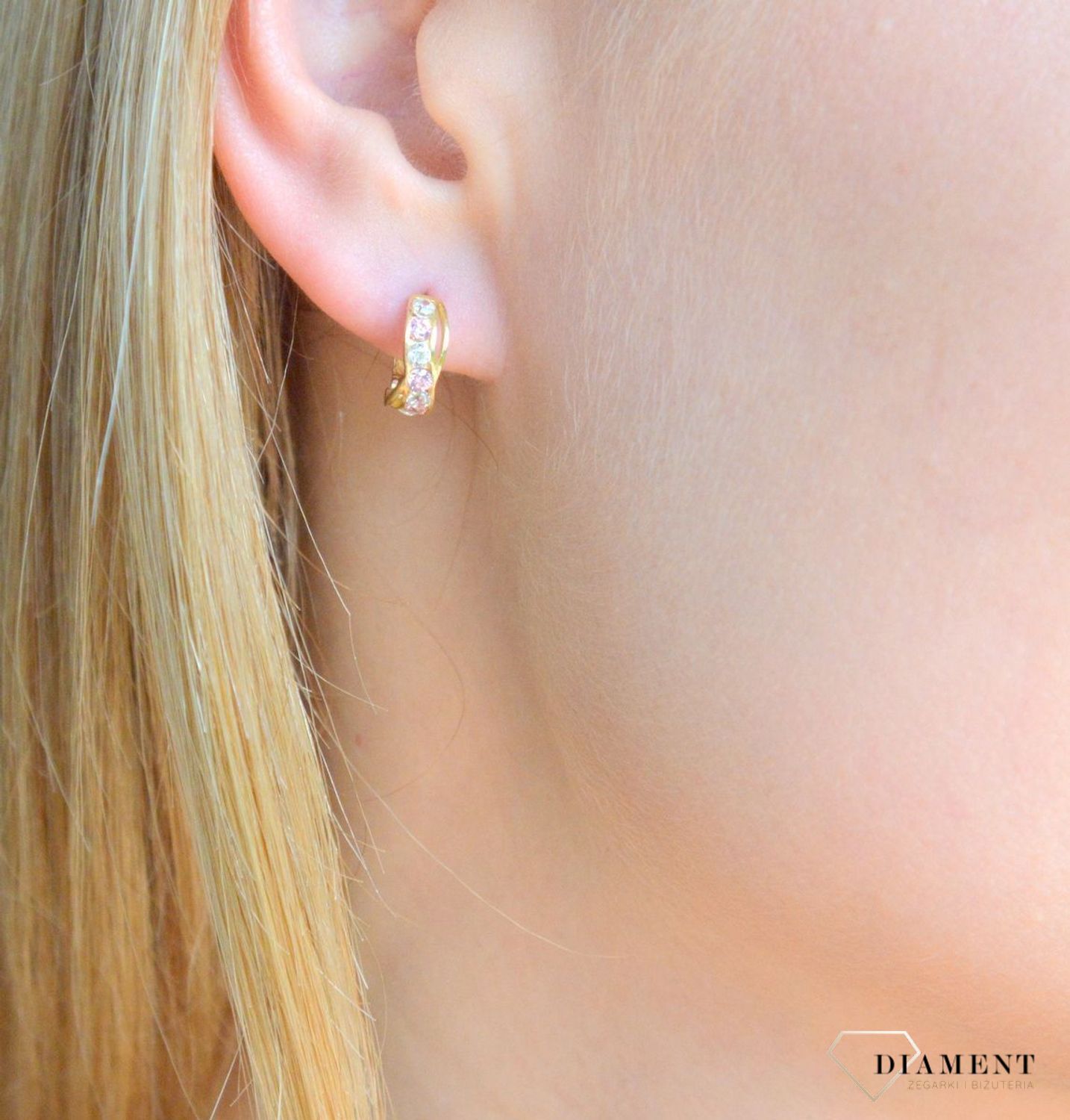 Złote kolczyki damskie 375 z różowymi cyrkoniami KL 4015A 375 (2).jpg